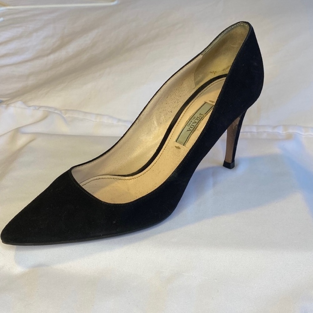Prada Pointed Toe Suede Pumps - Picture 2 of 10